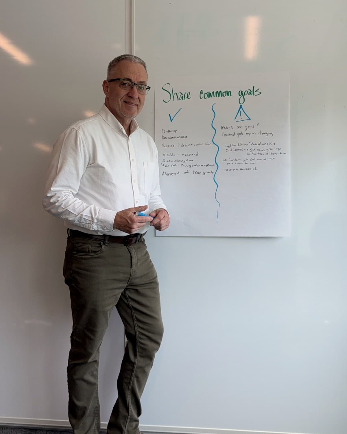 Shawn Devine facilitating a working session at a flip chart